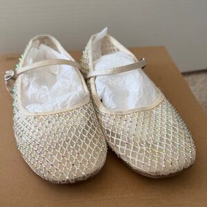 Zara Cream Kids Dress Shoes with Rhinestones